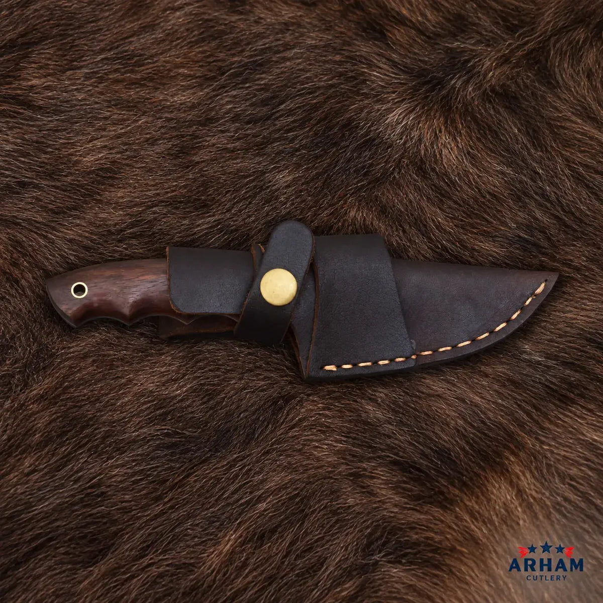Rosewood Upsweep™ Damascus Skinning Knife – Rosewood Handle Arham Cutlery