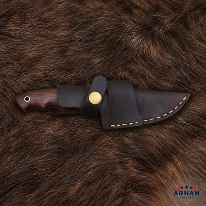 Rosewood Upsweep™ Damascus Skinning Knife – Rosewood Handle Arham Cutlery