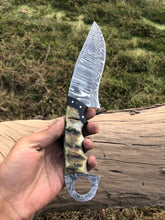 Load image into Gallery viewer, Custom Handmade Damascus Steel Ram Horn Fixed Blade Knife - Arham Cutlery
