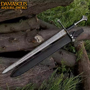 Damascus Steel Lord of the Rings Anduril Narsil Sword Replica