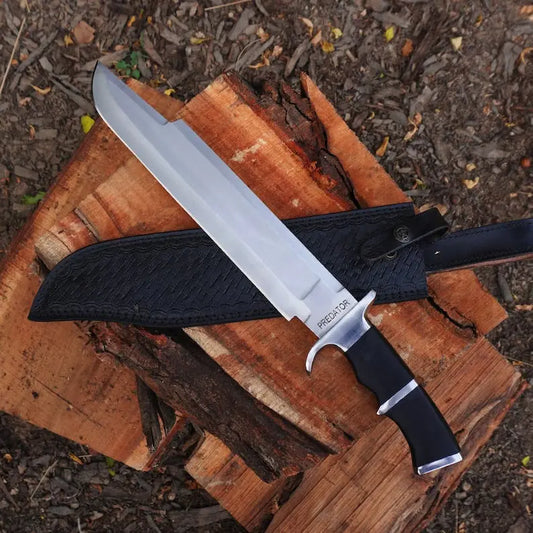 Predator Bowie Knife: Handmade 5160 Spring Steel Predator Replica Machete, Rambo knife | Tactical Knife with Leather Sheath | CHRISTMAS GIFT | Arham Cutlery Arham Cutlery