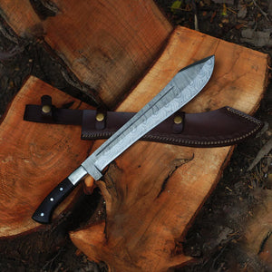 Damascus Machete: Premium Custom Handmade Damascus Steel Blade | Gift For Him | Anniversary Gift | Birthday Gift | Father's Day Gift | Arham Cutlery