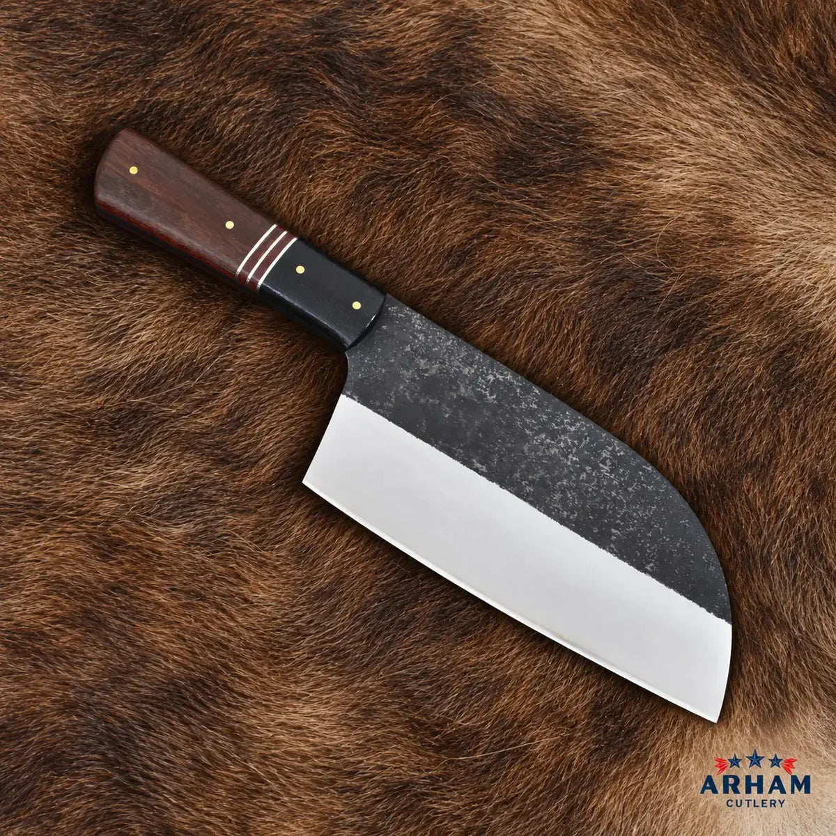 Ironrose Serbian Cleaver Knife – 440C Steel & Rosewood Arham Cutlery