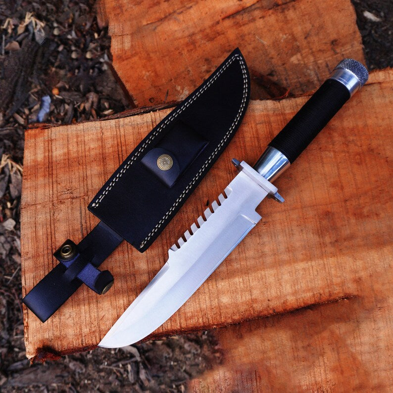 Handmade D2 Steel Commando Replica Bowie Knife with Leather Sheath | Gift for Him | Anniversary Gift | Father's Day Gift | Christmas gift