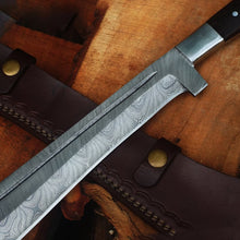 Load image into Gallery viewer, Damascus Machete: Premium Custom Handmade Damascus Steel Blade | Gift For Him | Anniversary Gift | Birthday Gift | Father&#39;s Day Gift | Arham Cutlery
