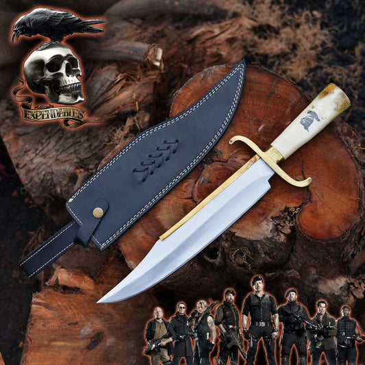 The Expendables Movie Replica Bowie Knife | Handmade Carbon Steel Hunting Knife | Anniversary Gift for him Christmas Gift