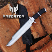 Lade das Bild in den Galerie-Viewer, Predator Bowie Knife: Handmade 5160 Spring Steel Predator Replica Machete, Rambo knife | Tactical Knife with Leather Sheath | CHRISTMAS GIFT | Arham Cutlery
