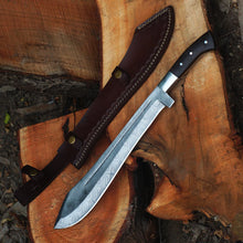 Cargar imagen en el visor de la galería, Damascus Machete: Premium Custom Handmade Damascus Steel Blade | Gift For Him | Anniversary Gift | Birthday Gift | Father&#39;s Day Gift | Arham Cutlery
