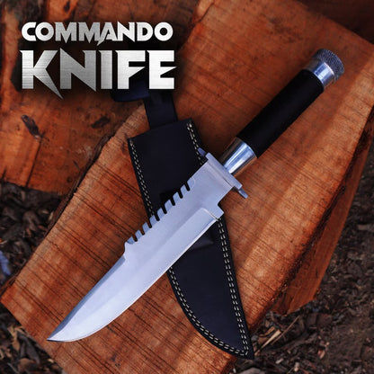 Handmade D2 Steel Commando Replica Bowie Knife with Leather Sheath | Gift for Him | Anniversary Gift | Father's Day Gift | Christmas gift