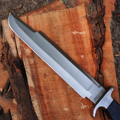 Predator Bowie Knife: Handmade 5160 Spring Steel Predator Replica Machete, Rambo knife | Tactical Knife with Leather Sheath | CHRISTMAS GIFT | Arham Cutlery