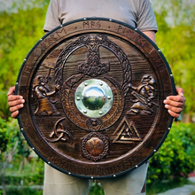 Lade das Bild in den Galerie-Viewer, Medieval Viking Shield, Mjolnir Carved Shield, Cosplay Shield Viking Gift, Viking Wall Decor, Viking Round Shield, Birthday &amp; Christmas Gift | Arham Cutlery
