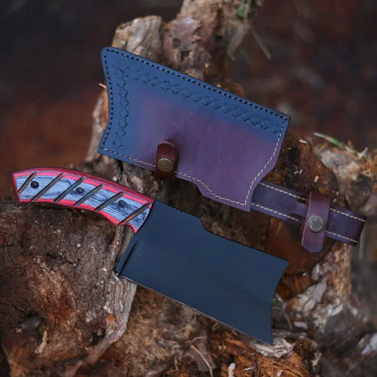 Handmade Carbon Steel Chef Cleaver | Kitchen Knife Christmas Gift Anniversary Gift for him | G10 Micarta Handle with Premium Leather Sheath | Arham Cutlery Arham Cutlery
