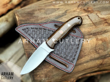 Cargar imagen en el visor de la galería, Handmade D2 Steel EDC Knife With Pan Cake Leather Sheath , Arham Cutlery
