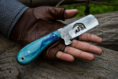 Cowboy Bull Cutter EDC Knife With Leath Sheath