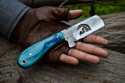Cowboy Bull Cutter EDC Knife With Leath Sheath - Arham Cutlery