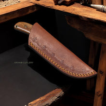 Cargar imagen en el visor de la galería, 8&quot; Rose Wood Fixed Blade Tanto EDC Knife With Leather Sheath 
