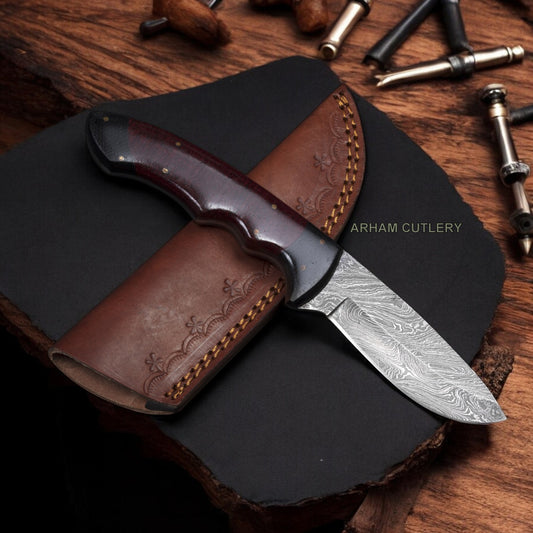 Damascus Steel Fixed Blade 9" Handmade Knife 