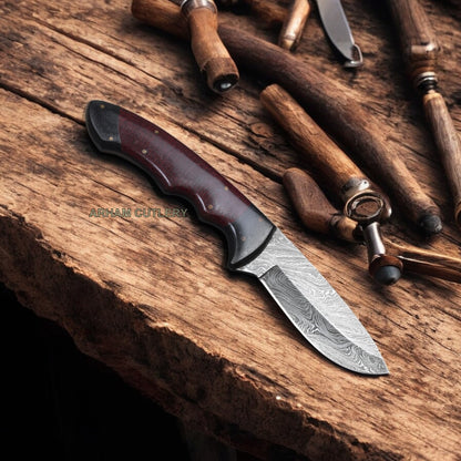 Damascus Steel Fixed Blade 9" Handmade Knife 