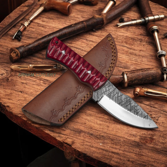8" Handmade J2 Stainless Knife With Leather Sheath 