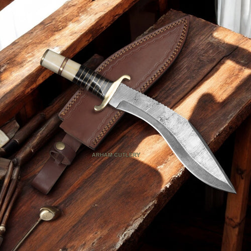 Handmade Hunting Kukri Knife With Leather Sheath 