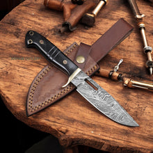 Load image into Gallery viewer, Hand Forged Damascus Steel Drop Point Hunter Knife 
