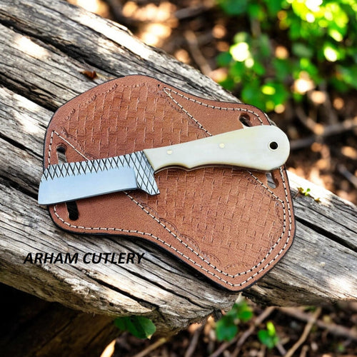 Camel Bone Ferrier Rasp File Knife With Leather Sheath 