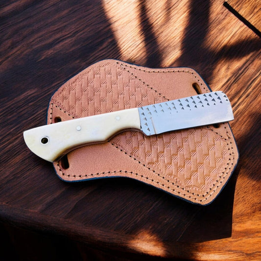 Camel Bone Hoof Rasp Handmade Knife With Leather Sheath 