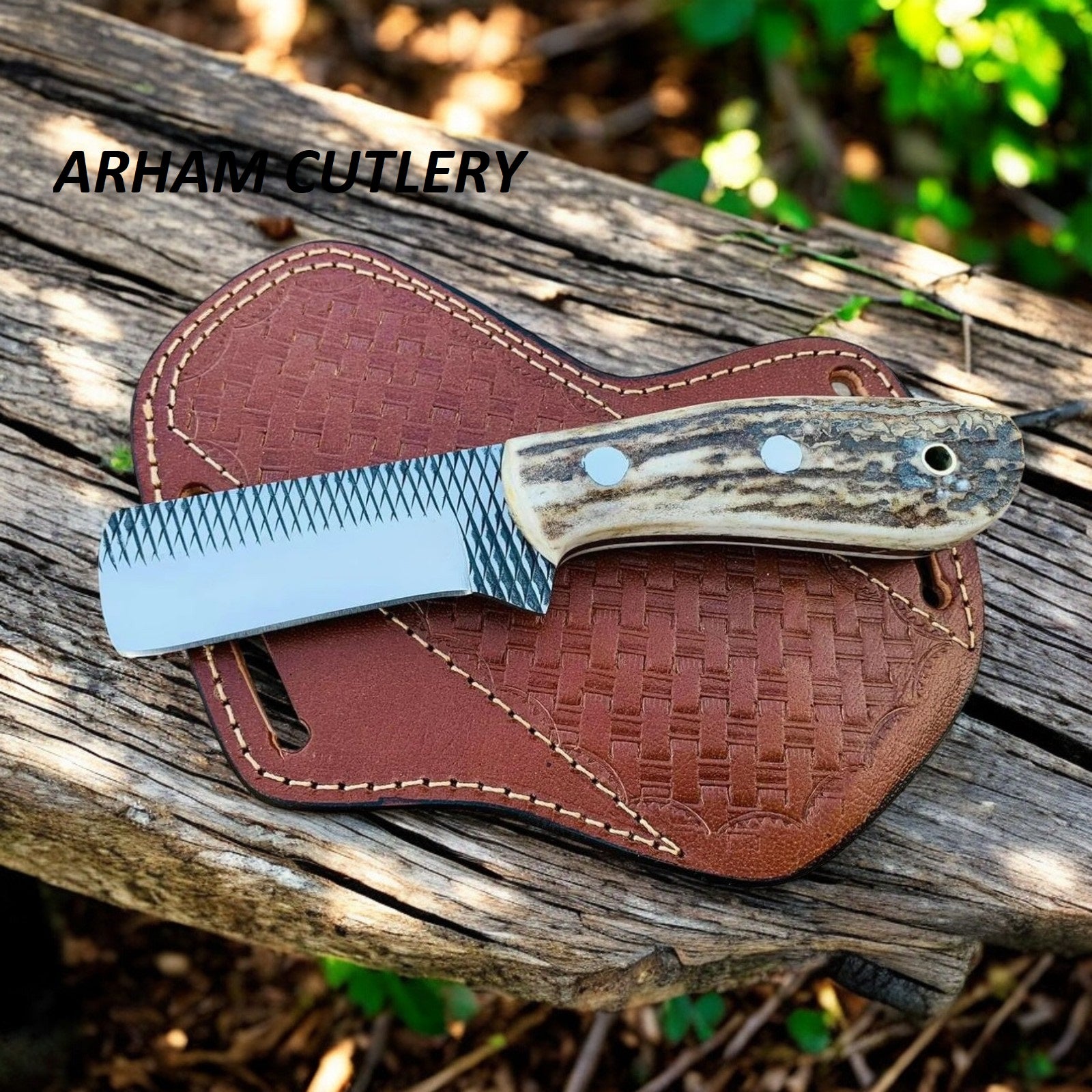 8" Handmade Stag Horn Fixed Blade Knife 