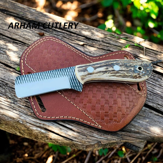 8" Handmade Stag Horn Fixed Blade Knife 