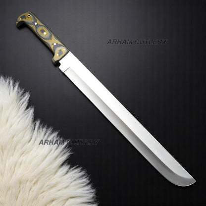Battle Ready Machete Modern Combat Sword Handmade D2 Stainless Steel Sword With Leather Sheath