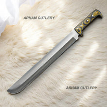 Load image into Gallery viewer, Battle Ready Machete Modern Combat Sword Handmade D2 Stainless Steel Sword With Leather Sheath
