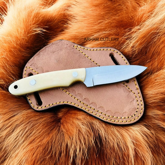 Best Fixed Blade Farrier Rasp File Knife With Pan Cake Leather Sheath 