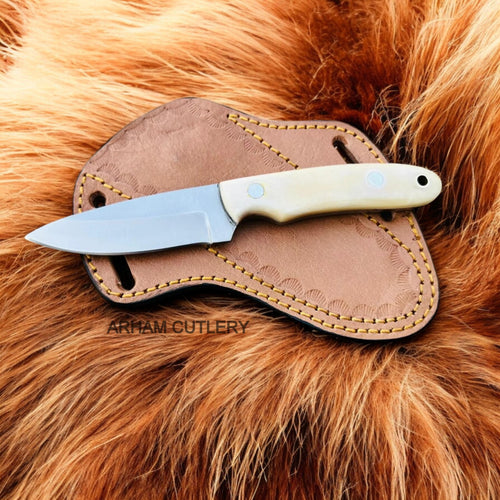 Best Fixed Blade Farrier Rasp File Knife With Pan Cake Leather Sheath 