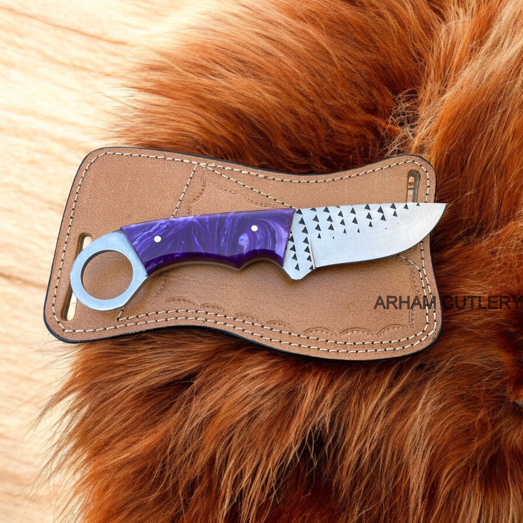 Best Rasp File EDC Skinning With Pan Cake Leather Sheath