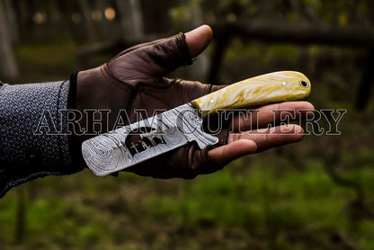 Custom Hand forged Cowboy Bull Cutter Knife With Leather Sheath