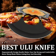 Cargar imagen en el visor de la galería, Handmade Pizza Cutter , ULU Knife With Leather Sheath , Arham Cutlery
