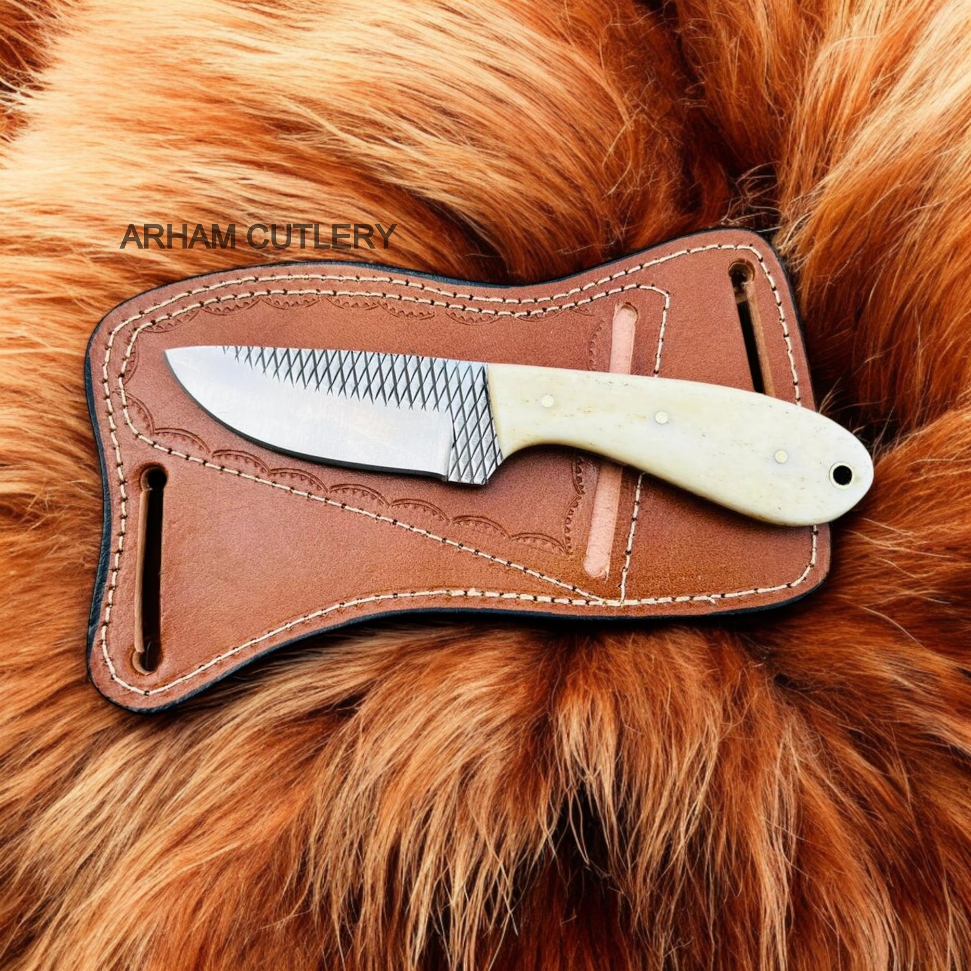 Camel Bone Knife Hand Forged Rasp File Knife