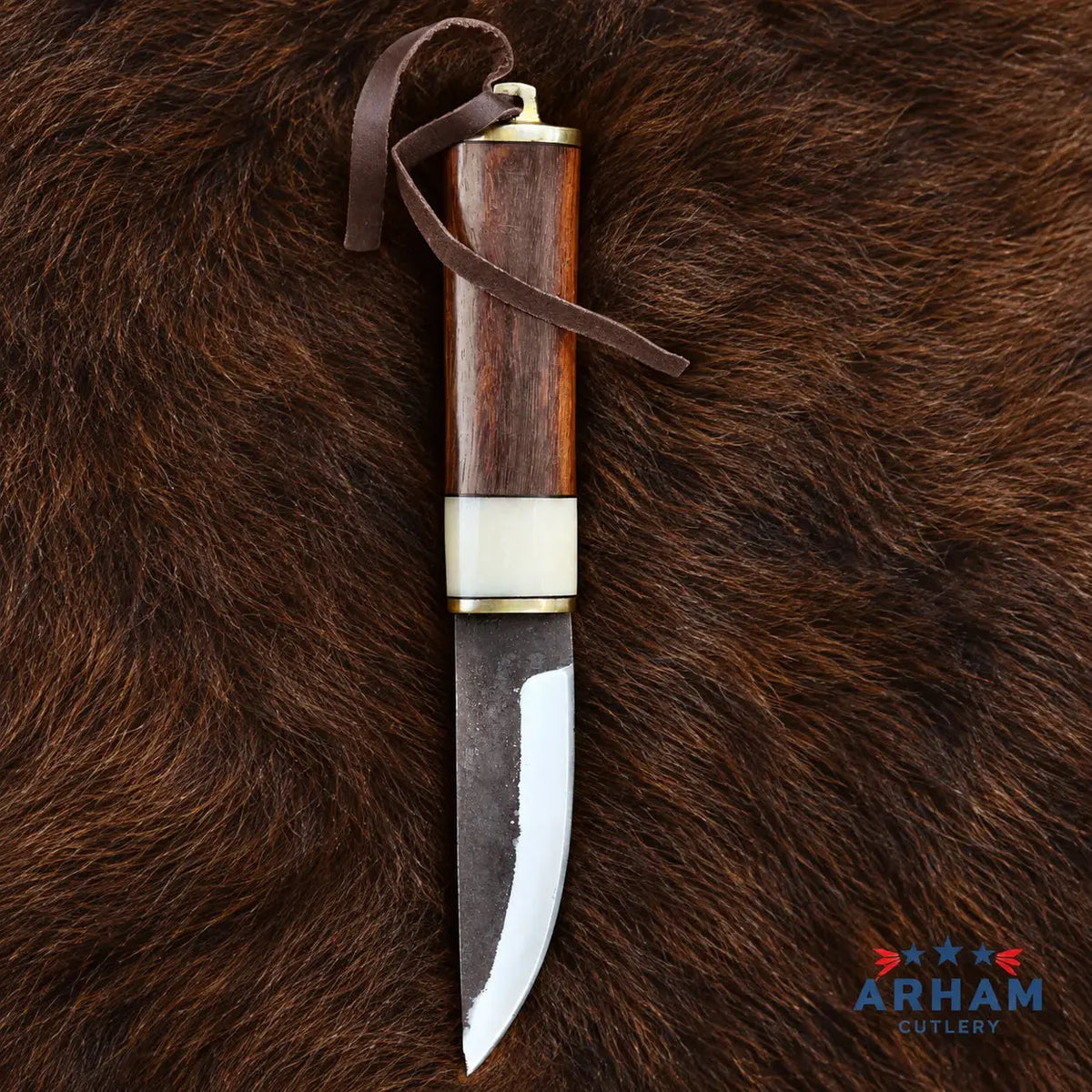 Gotland Ironcrest Viking Knife – Carbon Steel & Walnut Bone Handle Arham Cutlery