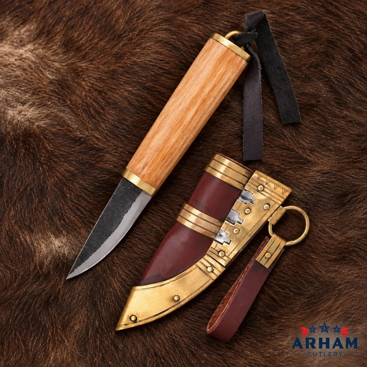 Little Raven Small Viking Knife – Hand-Forged Carbon Steel & Wood Handle Arham Cutlery