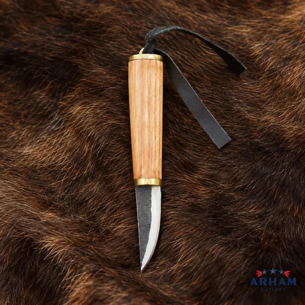 Little Raven Small Viking Knife – Hand-Forged Carbon Steel & Wood Handle Arham Cutlery