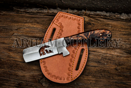 Praying Cowboy Knife With Leather Sheath