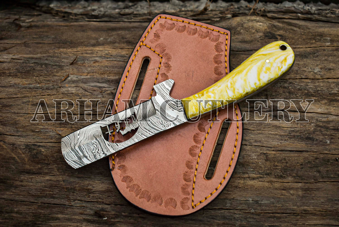 Custom Hand forged Cowboy Bull Cutter Knife With Leather Sheath