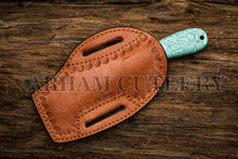 Load image into Gallery viewer, Praying Cowboy Knife With Hand Sewn Leather Sheath
