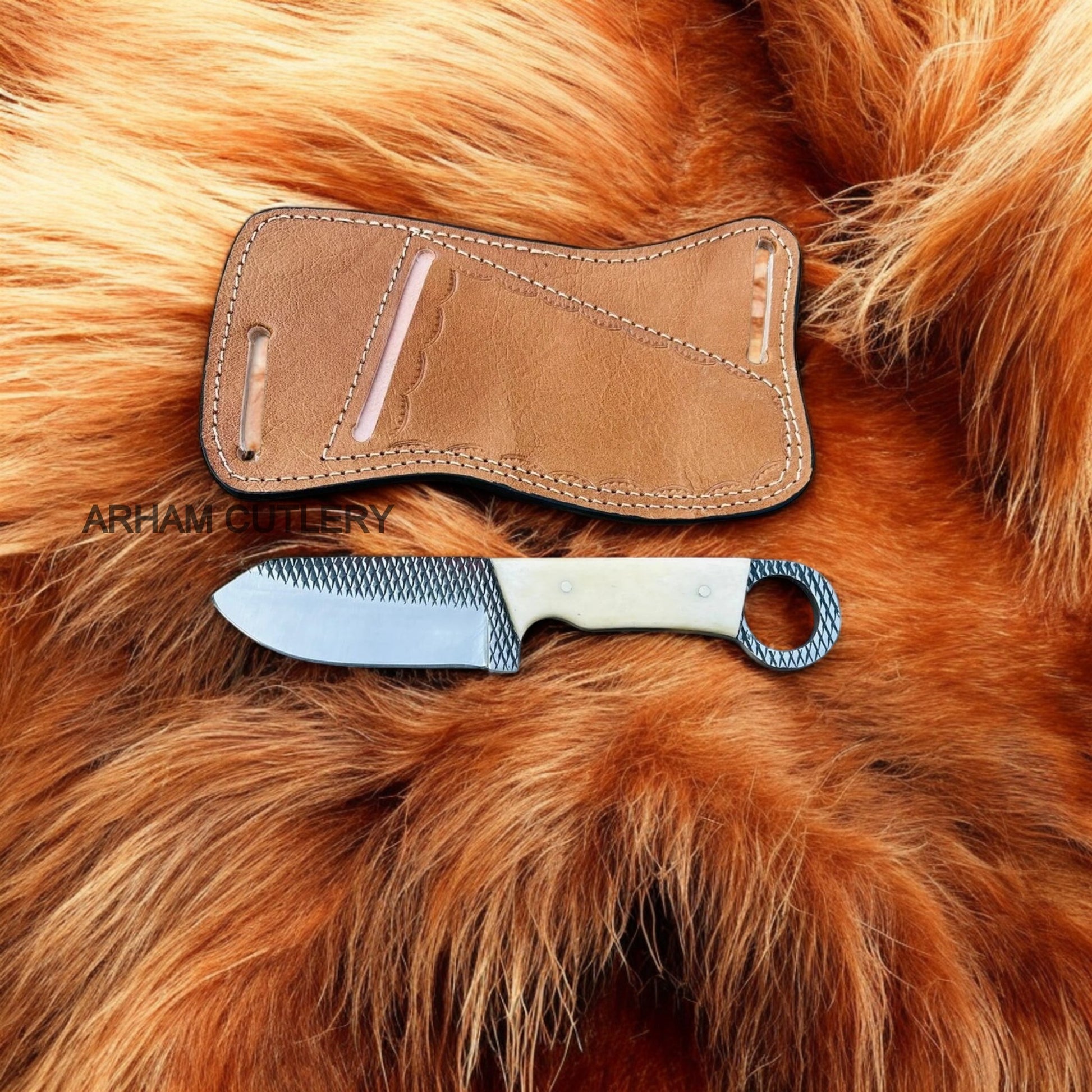 Custom Made Farrier Rasp File Knife With Camel Bone Scales 