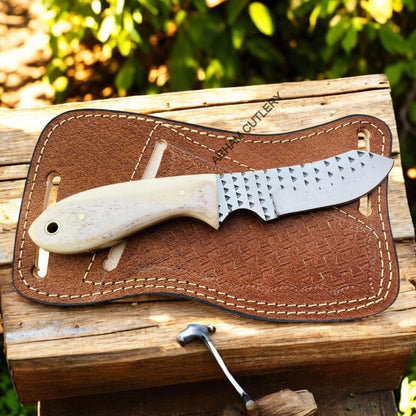 Custom Made Rasp File Knife With Pancake Leather Sheath