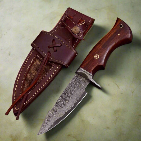 Handmade Hunting Knife With Leather Sheath Arham Cutlery 