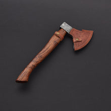 Cargar imagen en el visor de la galería, Custom Hand Forged Damascus Steel Axe With Leather Sheath Arham Cutlery 
