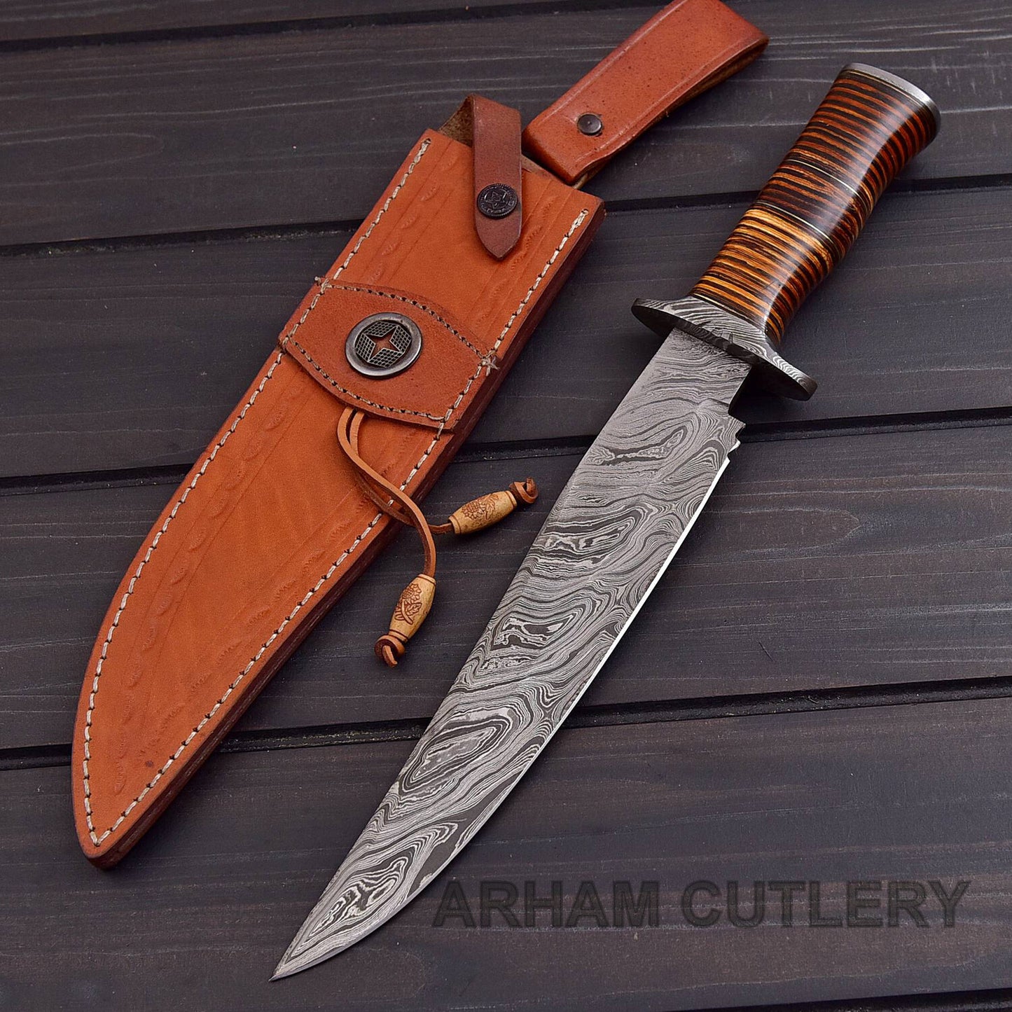 Handmade Damascus Steel Hunting Knife Arham Cutlery 