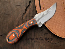 Lade das Bild in den Galerie-Viewer, Ferrier rasp file Skinning knife With Cross Draw Leather Sheath , Arham Cutlery
