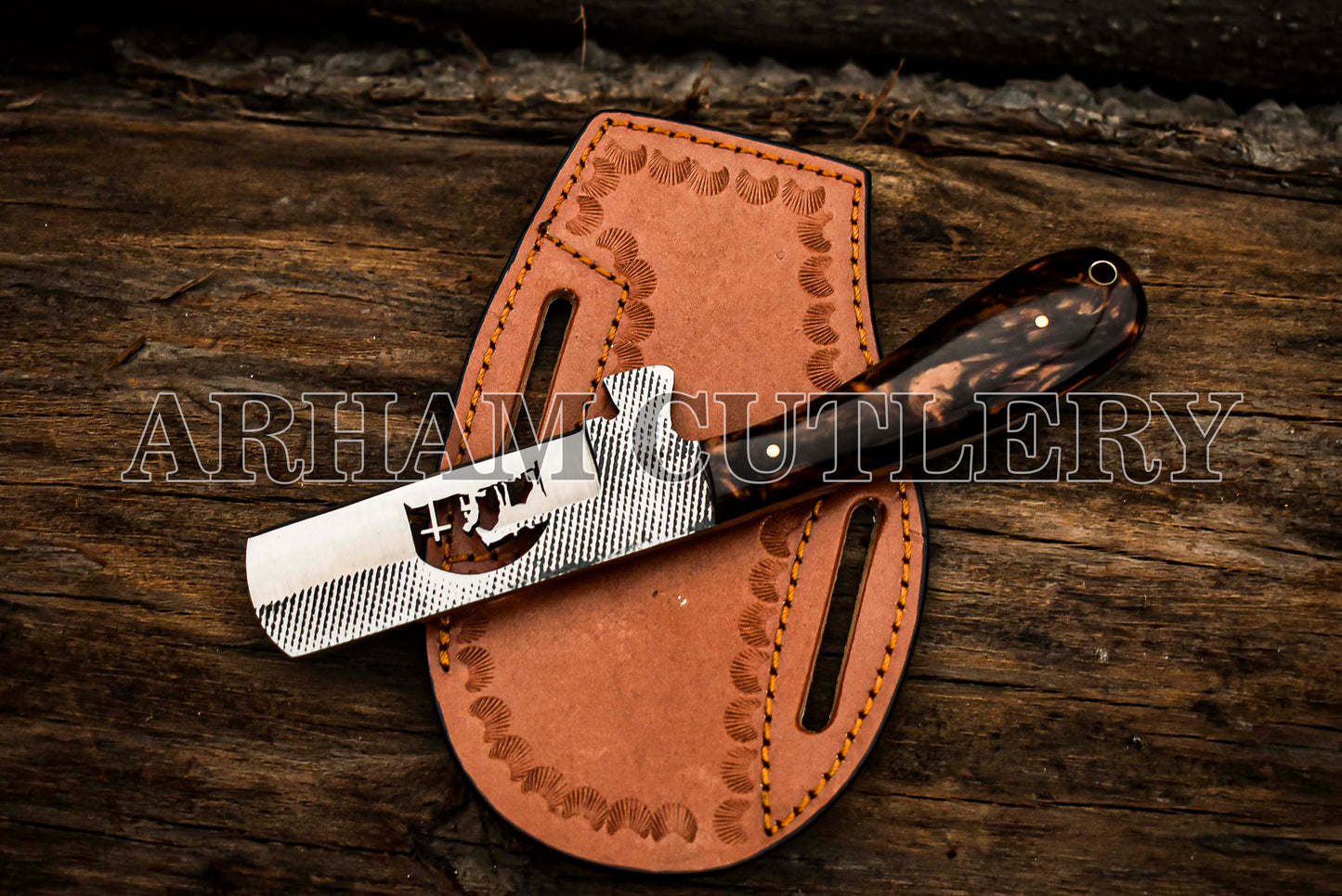 Praying Cowboy Knife With Leather Sheath